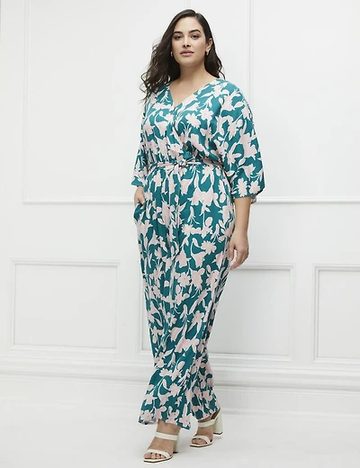 ELOQUII Elements Women's Plus Size Kimono Sleeve Jumpsuit