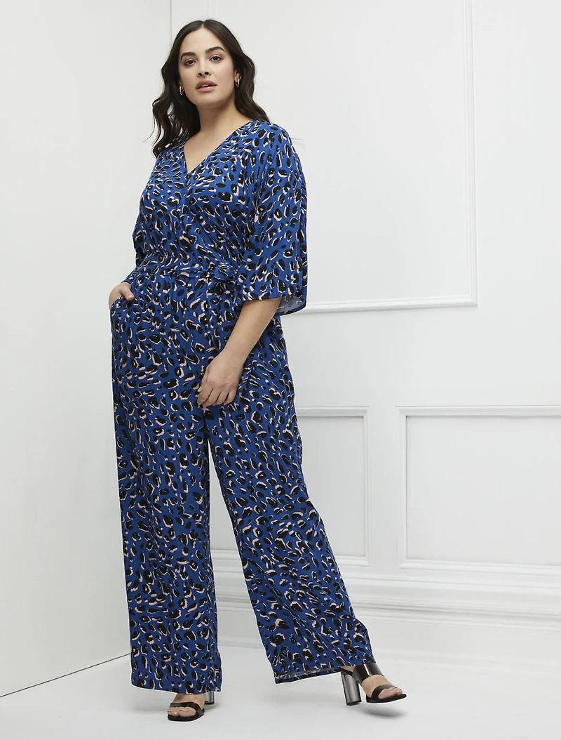 ELOQUII Elements Women's Plus Size Kimono Sleeve Jumpsuit