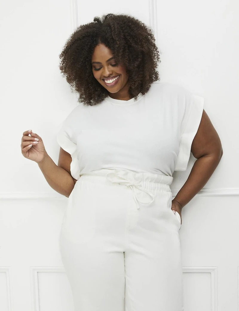 ELOQUII Elements Women's Plus Size T-Shirt with Lopped Off Sleeve