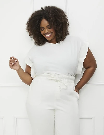 ELOQUII Elements Women's Plus Size T-Shirt with Lopped Off Sleeve