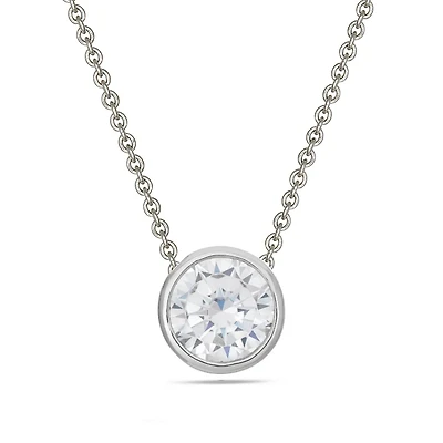 Quintessential 16"+2" Ss Round Bezel Cz Necklace
