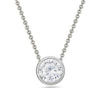 Quintessential 16"+2" Ss Round Bezel Cz Necklace