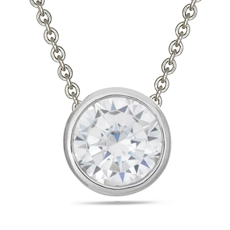 Quintessential 16"+2" Ss Round Bezel Cz Necklace