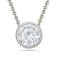 Quintessential 16"+2" Ss Round Bezel Cz Necklace