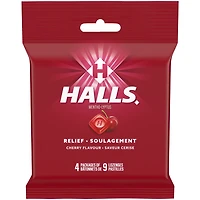 HALLS, pastilles à saveur de cerise, pastilles, apaisent le mal de gorge, mentho-lyptus 4 bâtonnets x 9 pastilles