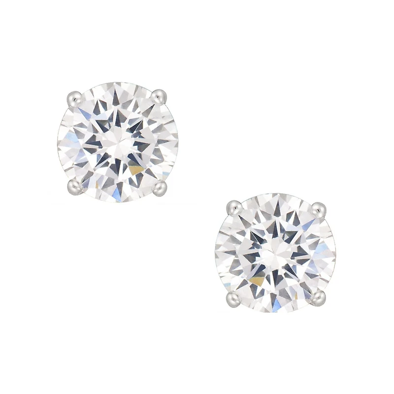 Quintessential Sterling Silver Earring White Cz 4Mm Round