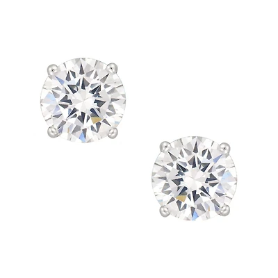 Quintessential Sterling Silver Earring White Cz 4Mm Round