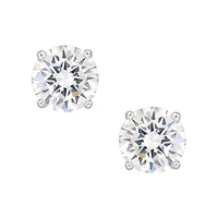 Quintessential Sterling Silver Earring White Cz 4Mm Round