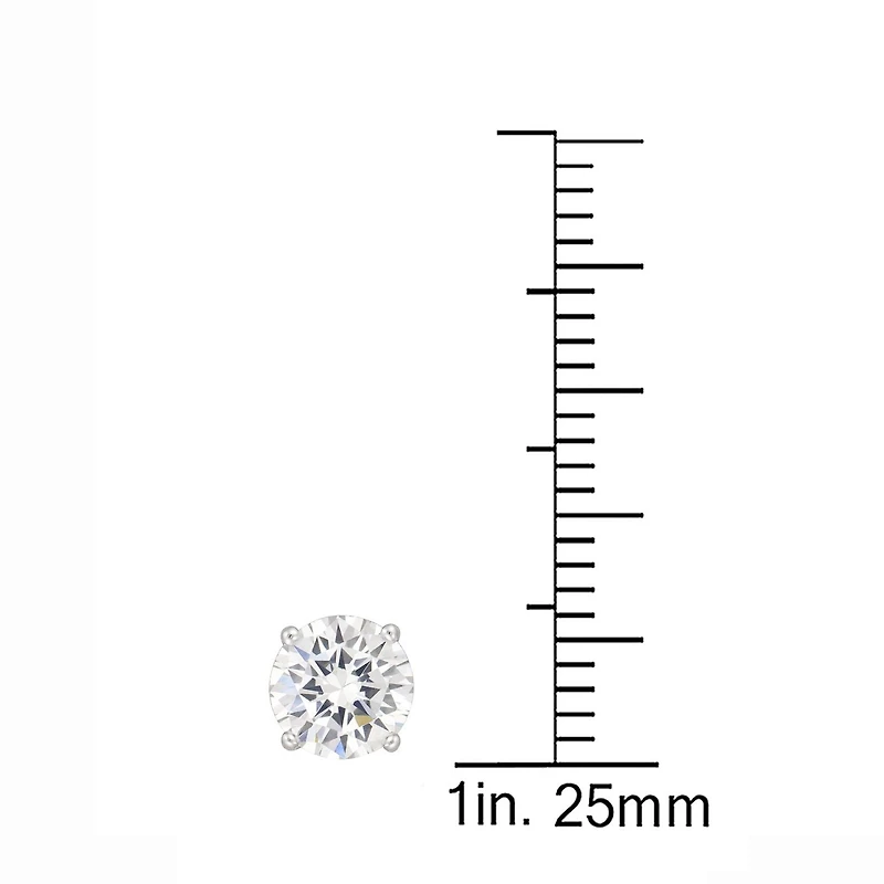 Boucle d'oreille en argent sterling par excellence Blanc Cz 6Mm Rond