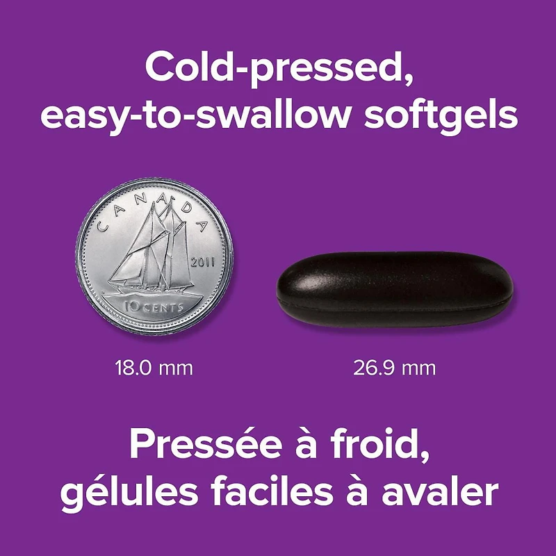 Gélules huile de lin de Webber Naturals pressées à froid Source végétale d’oméga-3 et 6, 210 gélules
