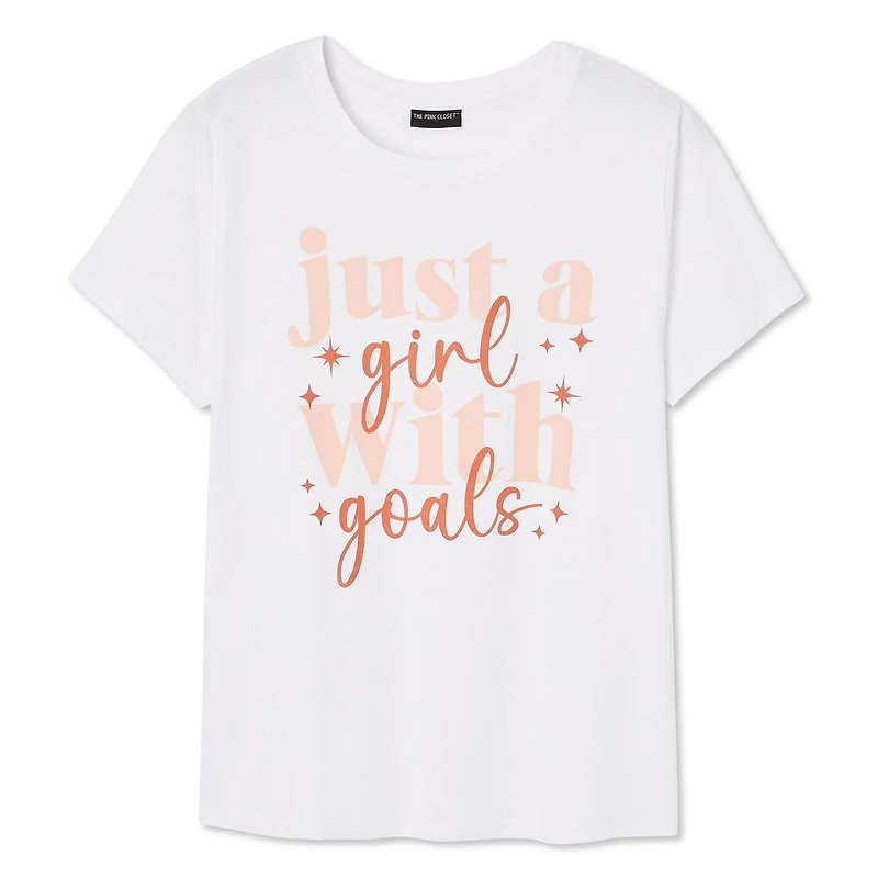 T-shirt à encolure ras du cou The Pink Closet Plus pour femmes
