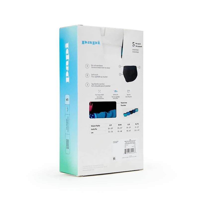 PAPI Slips Taille Basse en Microfibre Pour Hommes, Paquet de 5