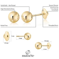 Massete 10K Polished Gold Screwback Stud Earrings