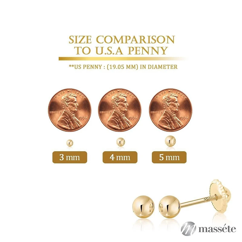 Massete 10K Polished Gold Screwback Stud Earrings