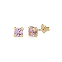 Massete 14k Yellow Gold Simulated Birthstone Stud Earrings