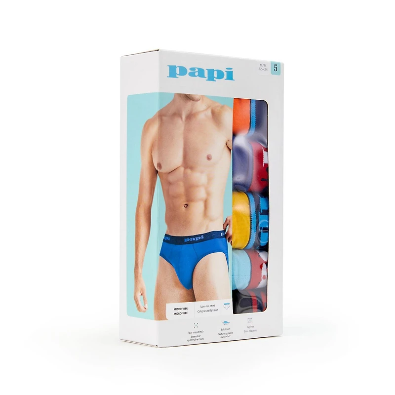 PAPI Men's Microfiber Low-Rise Briefs, Pack of 5