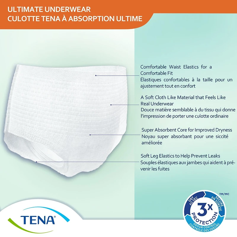TENA Protective Incontinence Underwear, Ultimate Absorbency Extra Large, 22 count, 22 count