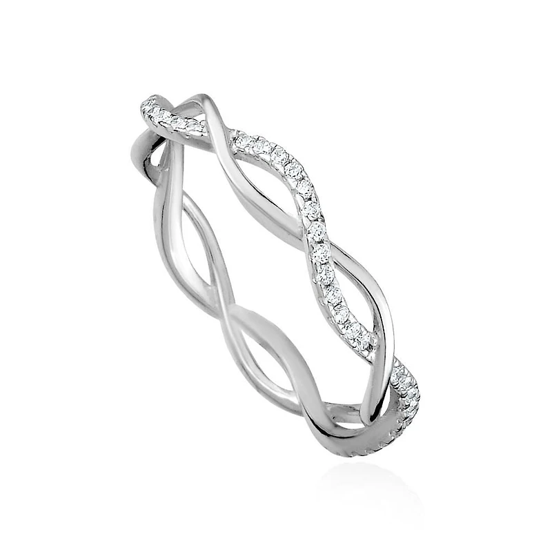 Luxury Designs Sterling Argent  Zircone Cubique Plait Ouvert Bague