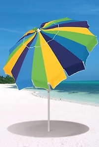 Rio Brands 7' Alternating 20-Panel Beach Umbrella with Sand Anchor and Carrying Bag, Multi