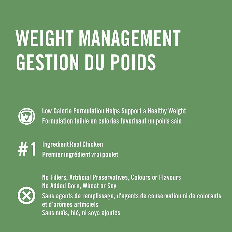 Pure Balance Pro+ Gestion de Poids, Recette Poulet et Avoine Nourriture Sèche pour Chien 100 g, 3,5 kg, 7 kg