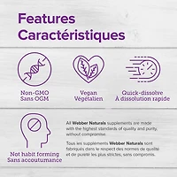 Webber Naturals® Melatonin plus L-Theanine + 5-HTP, Tropical Fruit Flavour, 40 Chewable Tablets