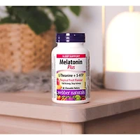 Webber Naturals® Melatonin plus L-Theanine + 5-HTP, Tropical Fruit Flavour, 40 Chewable Tablets