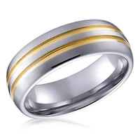 Quitessential Tungsten Laser Polished Gold Plated Men's Ring