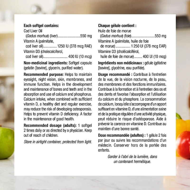 Webber Naturals huile de foie de morue Vitamine A Vitamine D