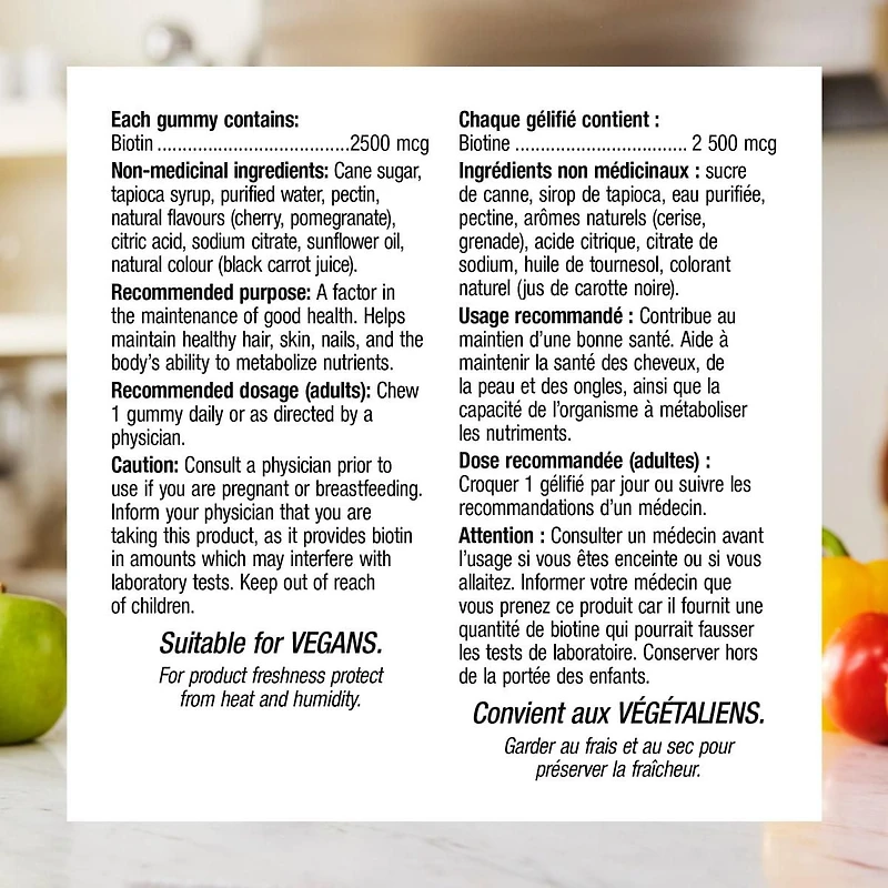 Webber Naturals Biotine Gélifiés, 2 500 mcg 60 gélifiés