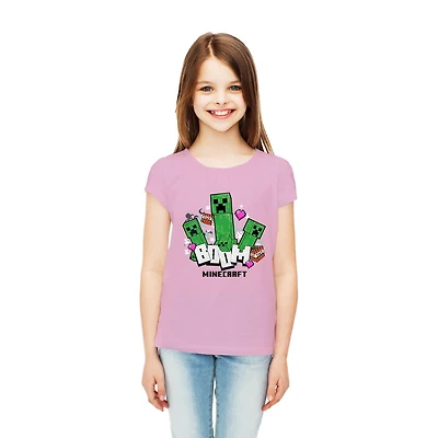 Girls Minecraft Heart Goes Boom Short Sleeve T-Shirt