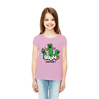 Girls Minecraft Heart Goes Boom Short Sleeve T-Shirt