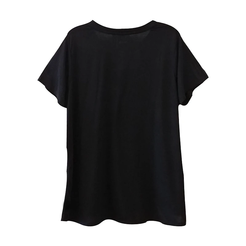 T-SHIRT NOIR POUR FEMMES À DEUX MANIÈRES BATMAN PLUS TAILLE