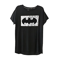 T-SHIRT NOIR POUR FEMMES À DEUX MANIÈRES BATMAN PLUS TAILLE