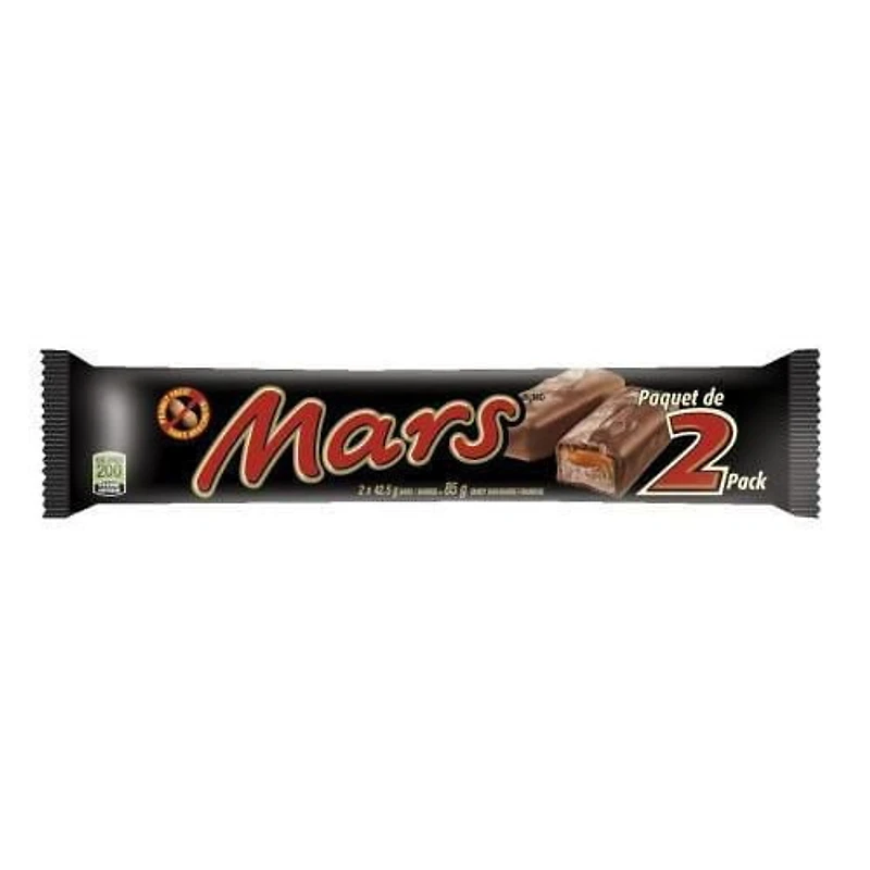 MARS, barre de chocolat sans arachides, grand format 2 morceaux, 85 g