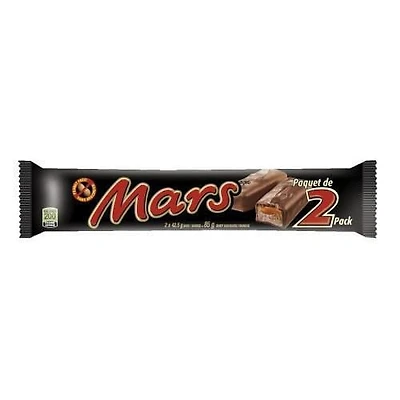 MARS, barre de chocolat sans arachides, grand format 2 morceaux, 85 g