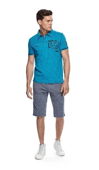 Dark Black Polo à manches courtes pour hommes