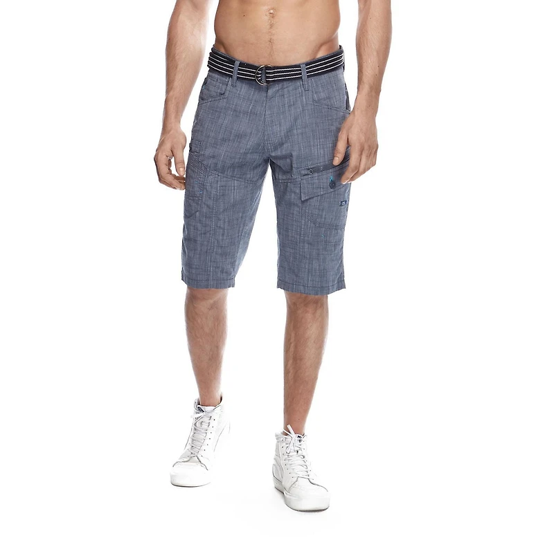 Dark Black Short cargo ceinturé pour hommes