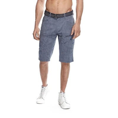 Dark Black Short cargo ceinturé pour hommes
