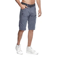 Dark Black Short cargo ceinturé pour hommes