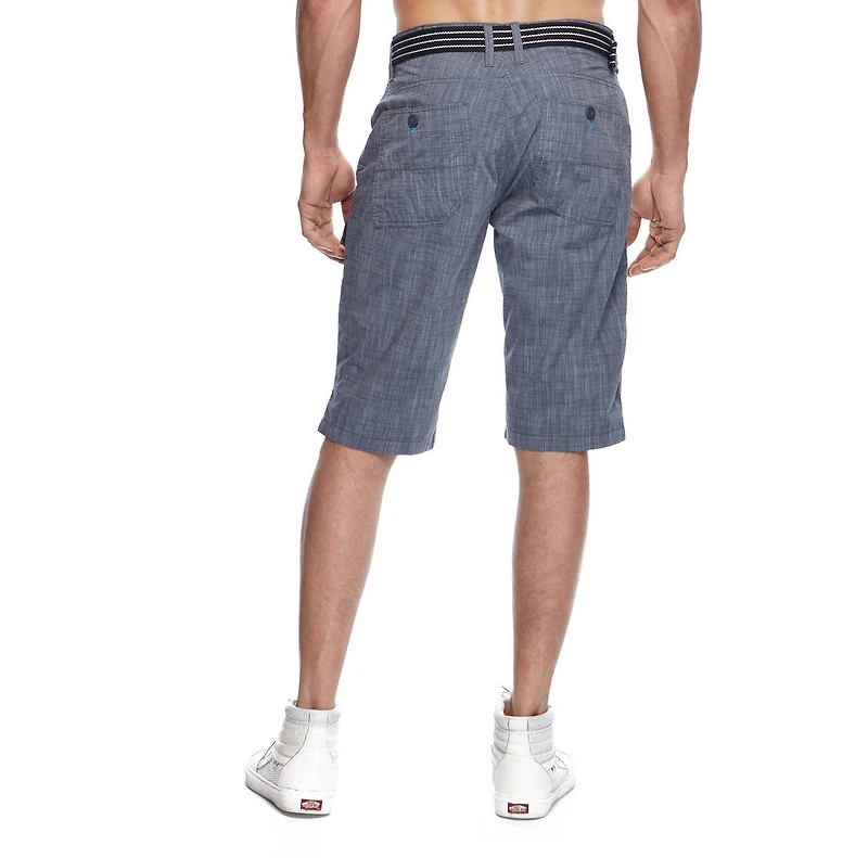 Dark Black Short cargo ceinturé pour hommes