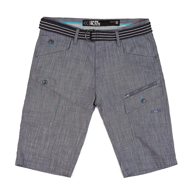 Dark Black Short cargo ceinturé pour hommes
