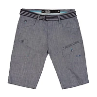 Dark Black Short cargo ceinturé pour hommes
