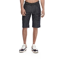 Dark Black Men's Belted Cargo Capri
