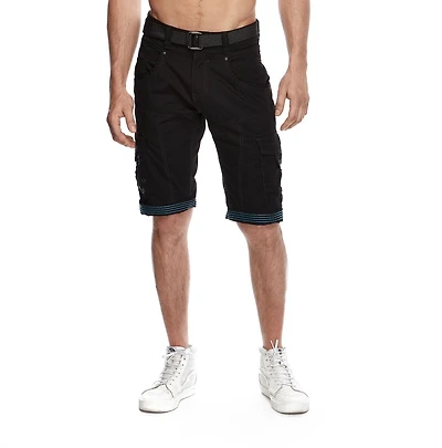 Dark Black Men's Belted Cargo Shorts