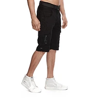 Dark Black Men's Belted Cargo Shorts