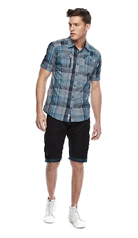 Dark Black Men's Belted Cargo Shorts