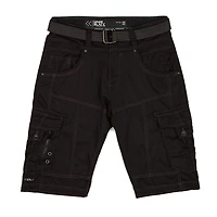 Dark Black Men's Belted Cargo Shorts