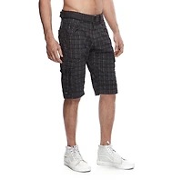 Dark Black Men's Belted Cargo Shorts