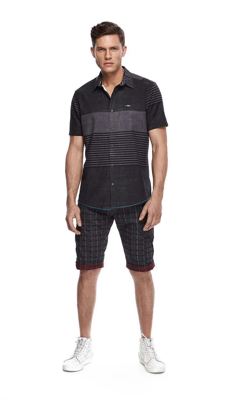Dark Black Men's Belted Cargo Shorts