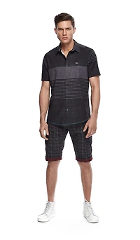 Dark Black Men's Belted Cargo Shorts